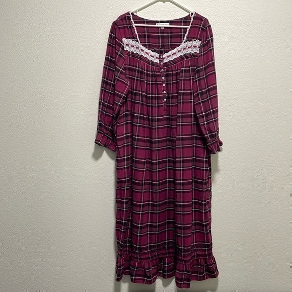Eileen West long sleeve flannel ballet gown XL plaid - Picture 1 of 7